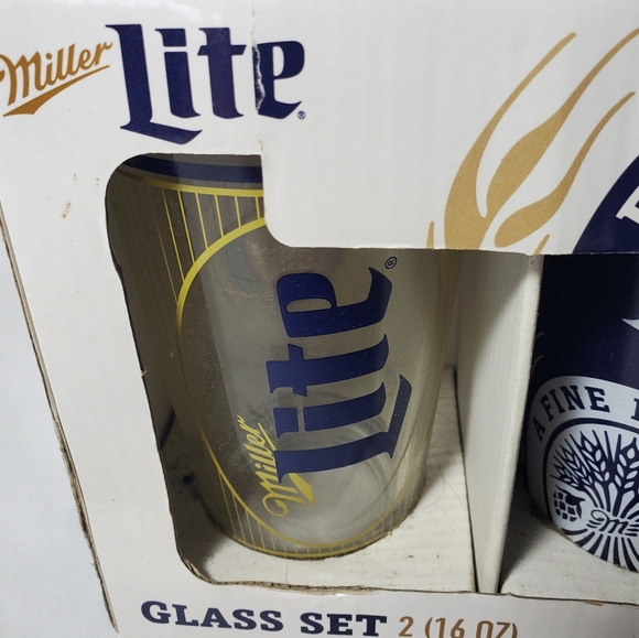 Miller Lite 16 Oz Glass Set of 2, NIB - Picture 2 of 6